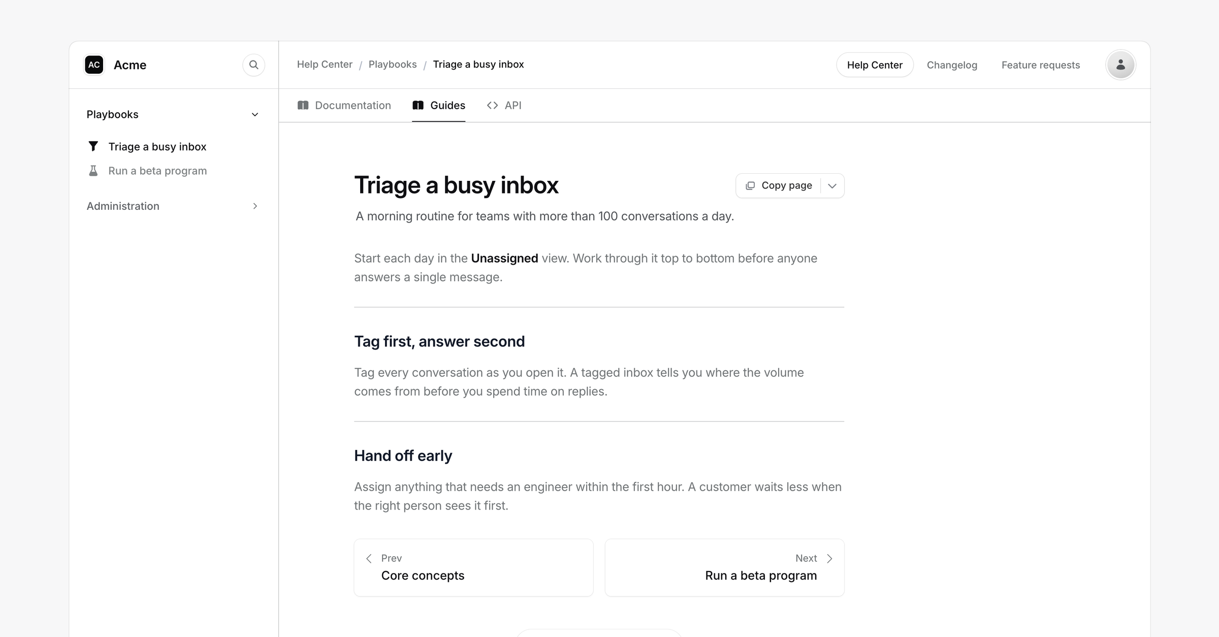 Docs tabs