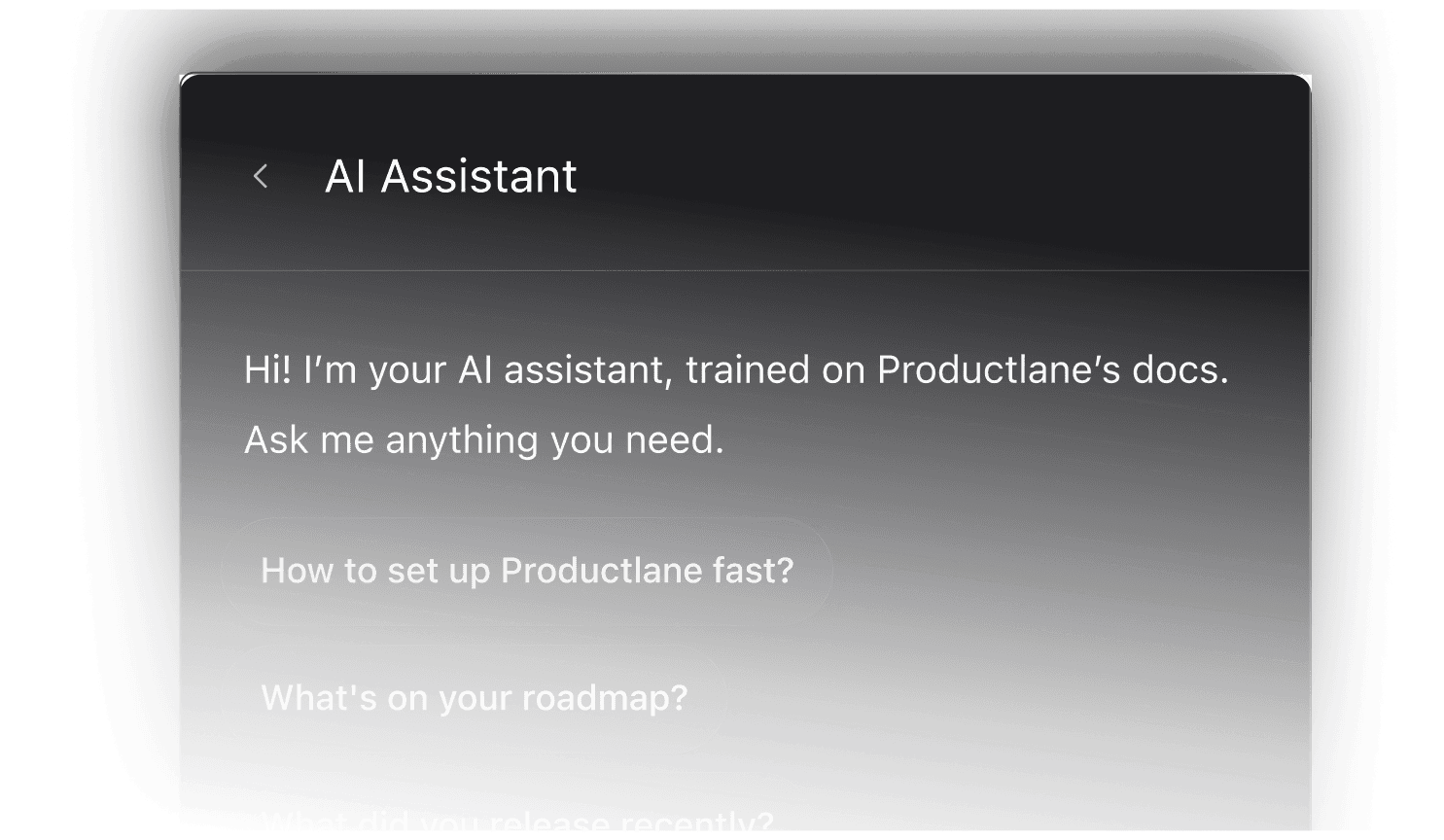 AI assistant chat with suggested questions